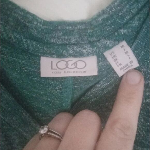 Logo by Lori Goldstein Emerald Green Layered Look Sleeveless Blouse Size Medium - Picture 8 of 10